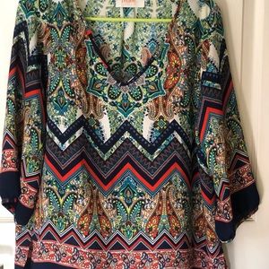 Multi Colored Border Print Top.